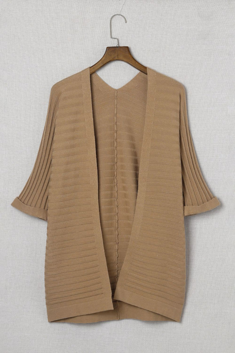 Ribbed Open Front Knit Cardigan