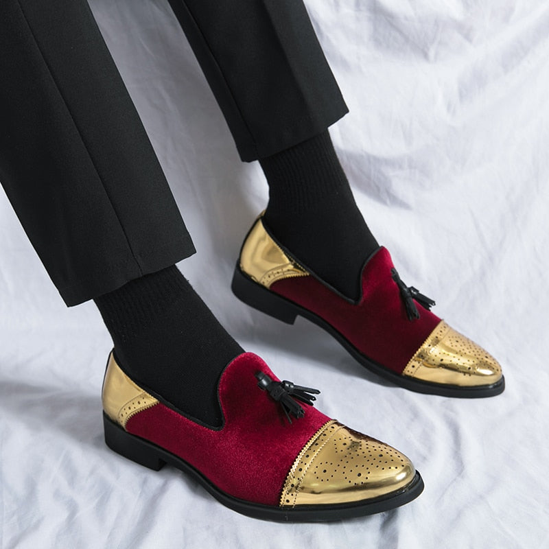 Mocasines de terciopelo hechos a mano con estilo formal JM para hombre 