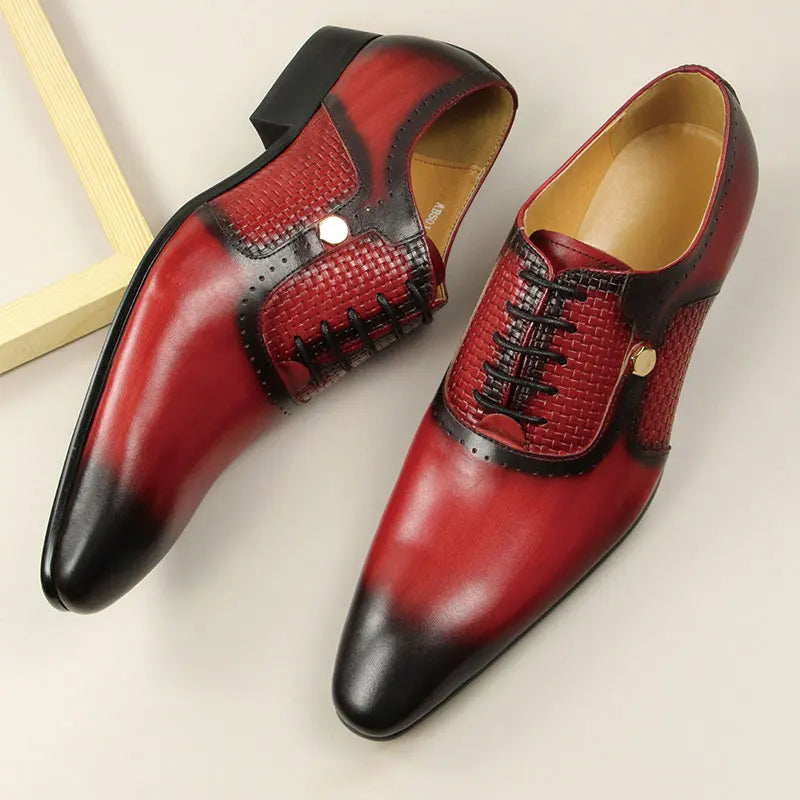 Men's Genuine Leather Wedding Two Tone Oxford Shoes