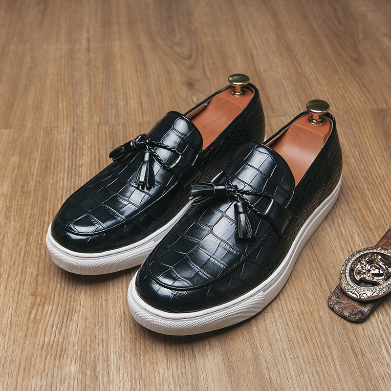 Mocasines de piel sintética con estilo y suela plana para hombre 