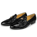 Men's Luxe Patent Leather Sequins Pattern Loafers