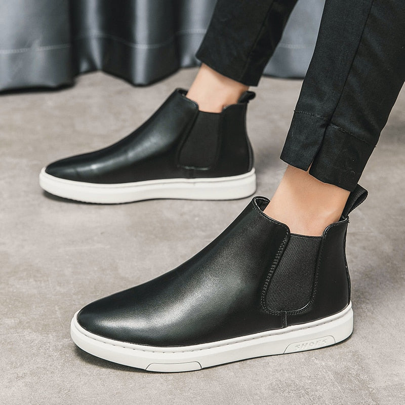 Botas Chelsea de piel sintética con suela plana para hombre 