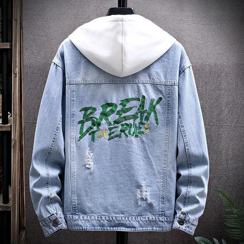 Men's Fall Korean Embroidery Denim Jacket