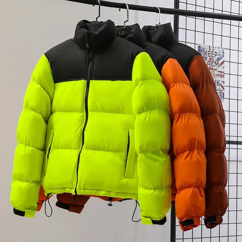 Men's Winter Double Colored Patchwork Parkas Coat