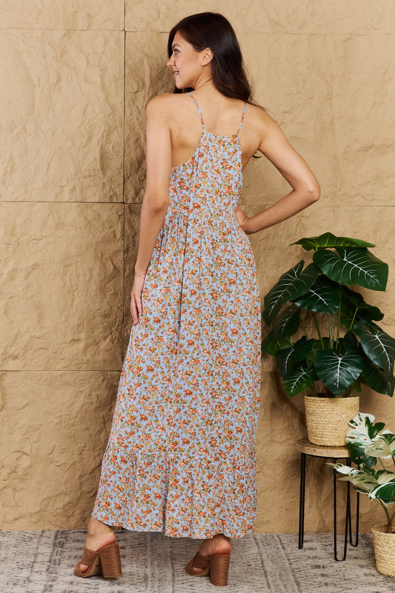 HEYSON Take Your Chances Vestido largo con cuello halter floral de tamaño completo