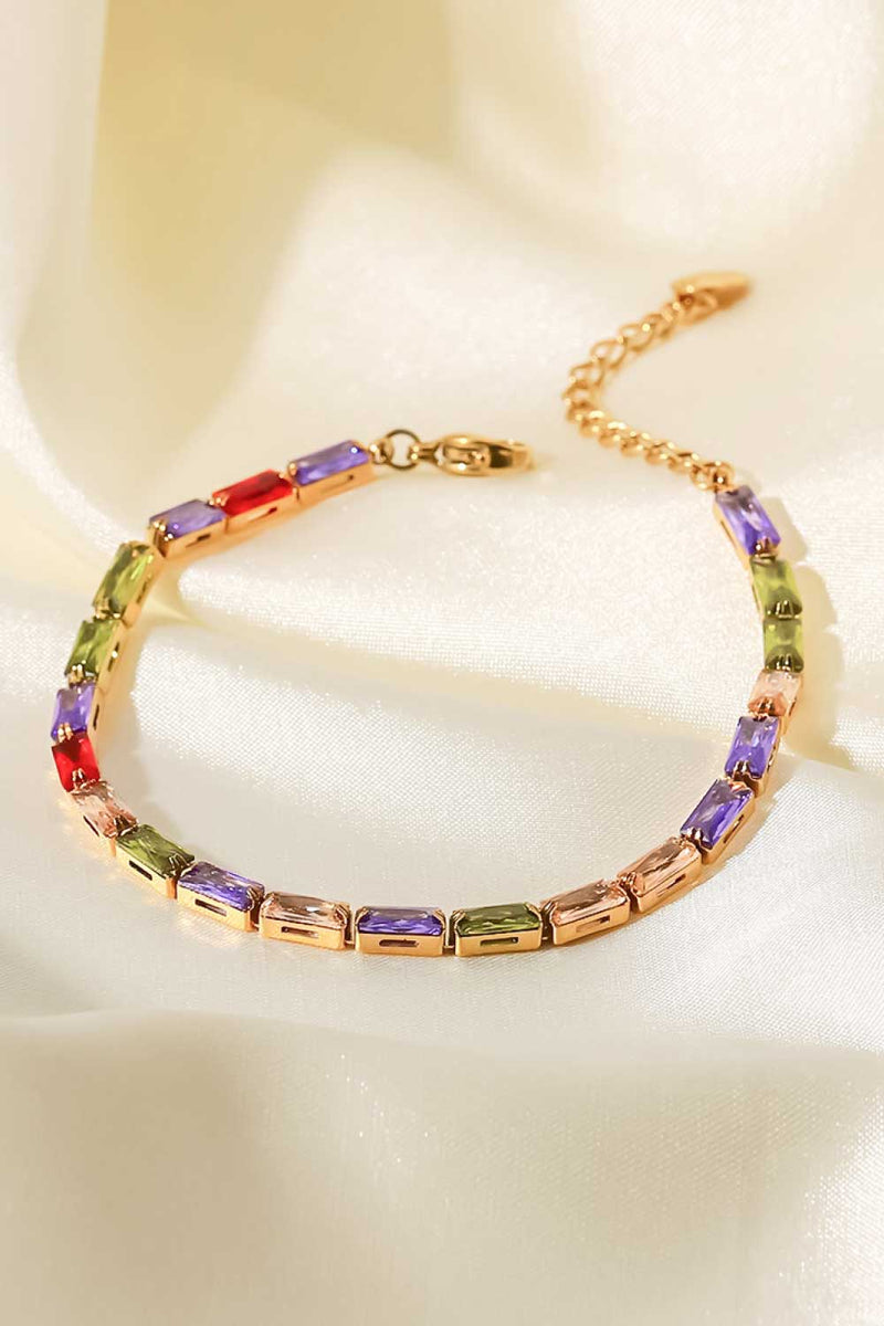 Bracelet Zircon Cubique Multicolore Plaqué Or 18K