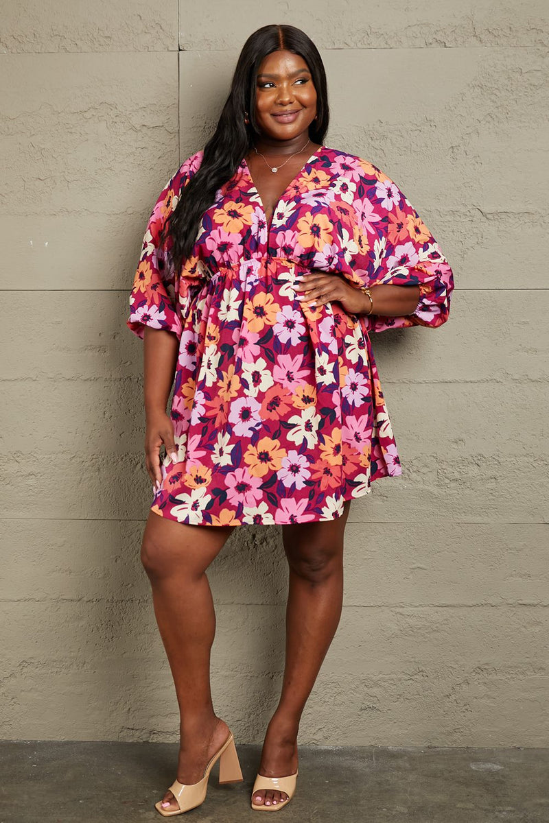 GeeGee Full Size Floral Print Mini Dress