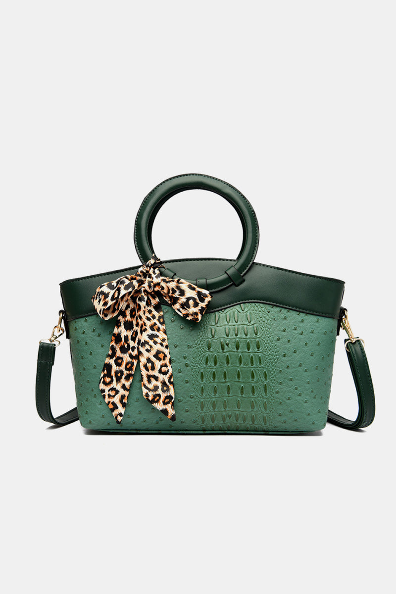 Bolso de hombro con lazo de leopardo de cuero PU