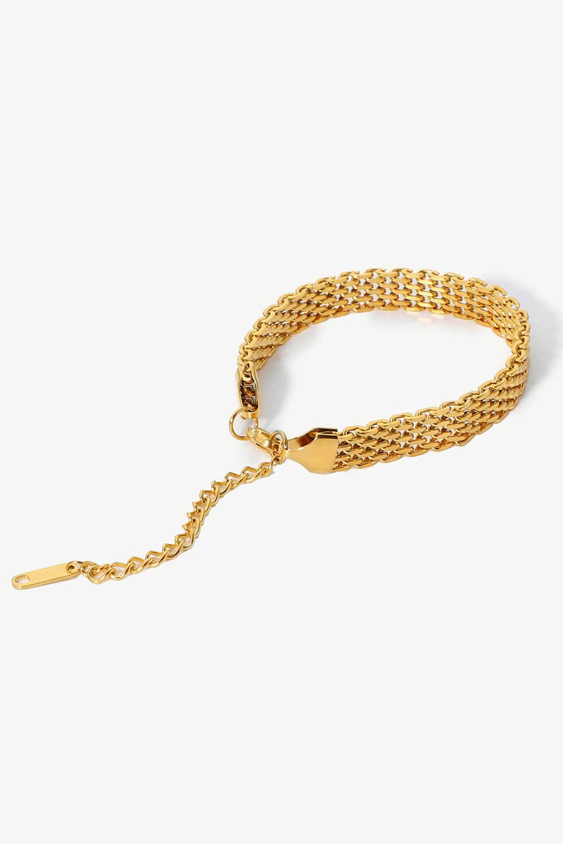 Pulsera De Cadena Ancha Bañada En Oro De 18 Quilates