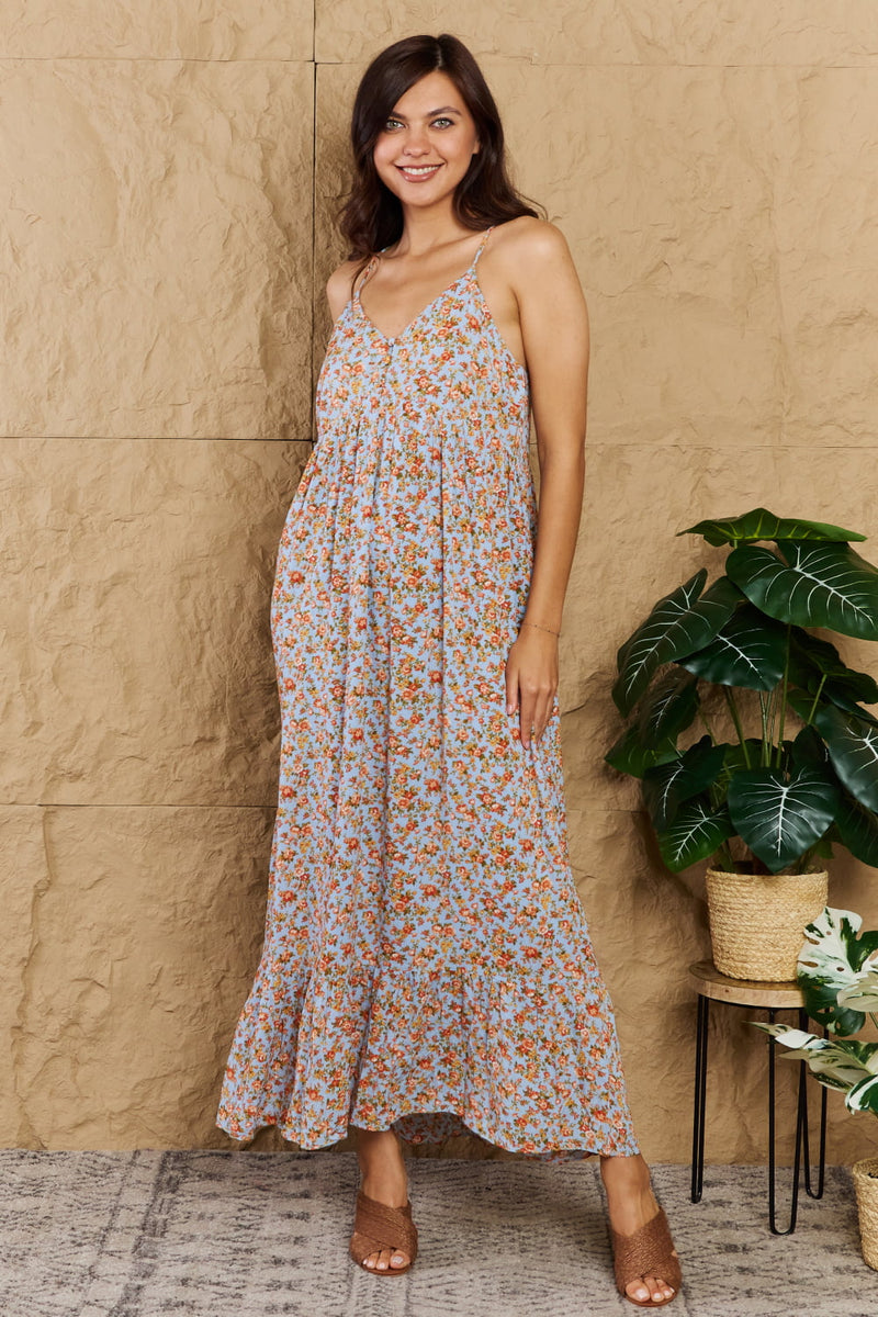 HEYSON Take Your Chances Full Size Floral Halter Neck Maxi Dress