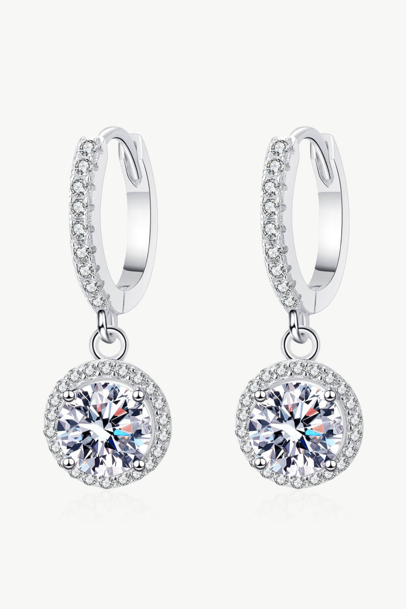 Boucles d'oreilles pendantes rondes en moissanite