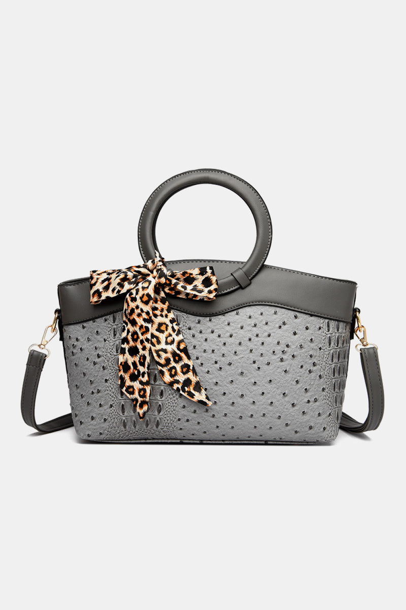 PU Leather Leopard Tie Shoulder Bag