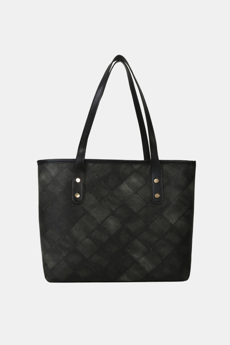 Bolso tote de cuero PU a cuadros