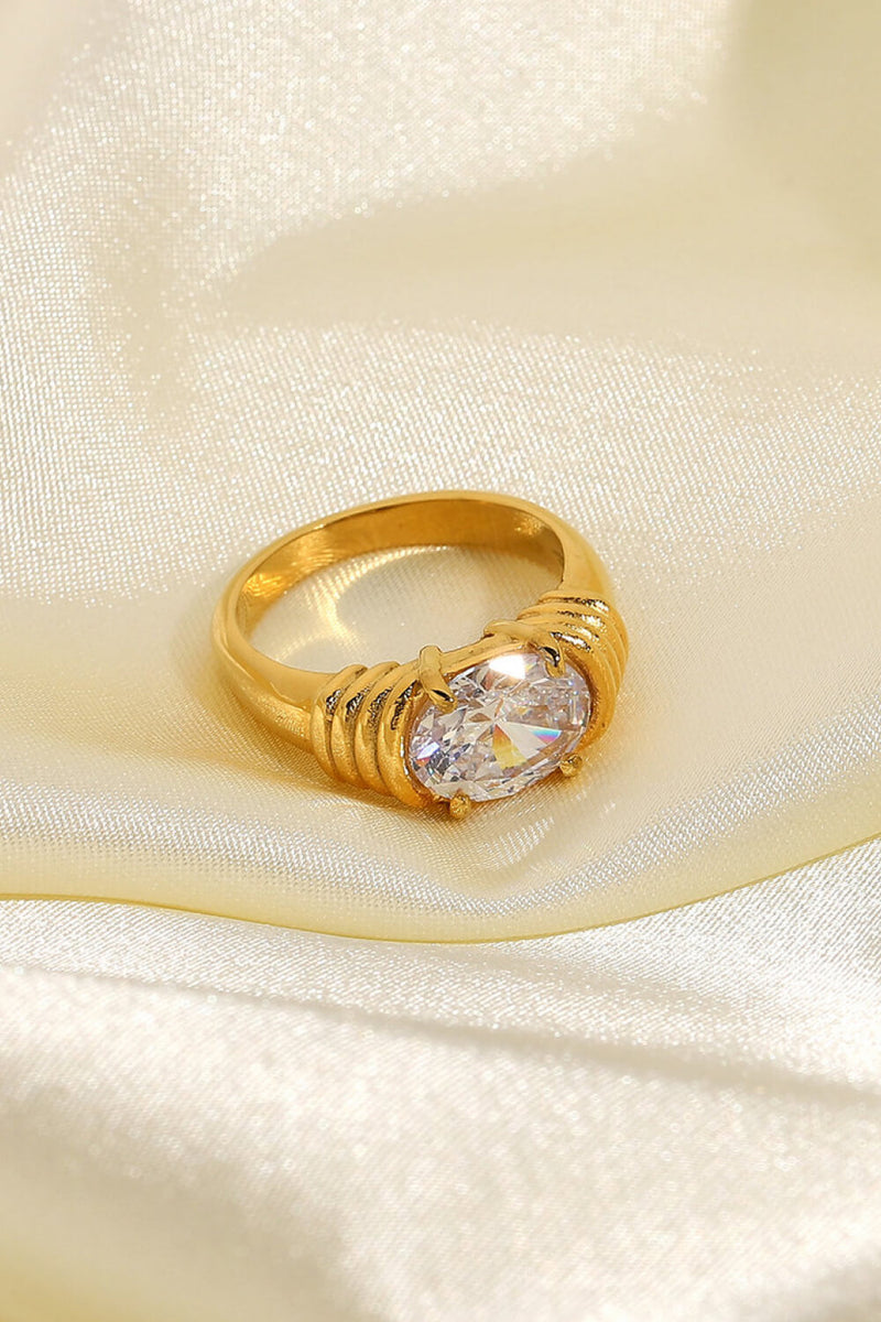 Bague Zircon Plaqué Or 18K