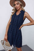 Swiss Dot Tie-Neck Sleeveless Dress