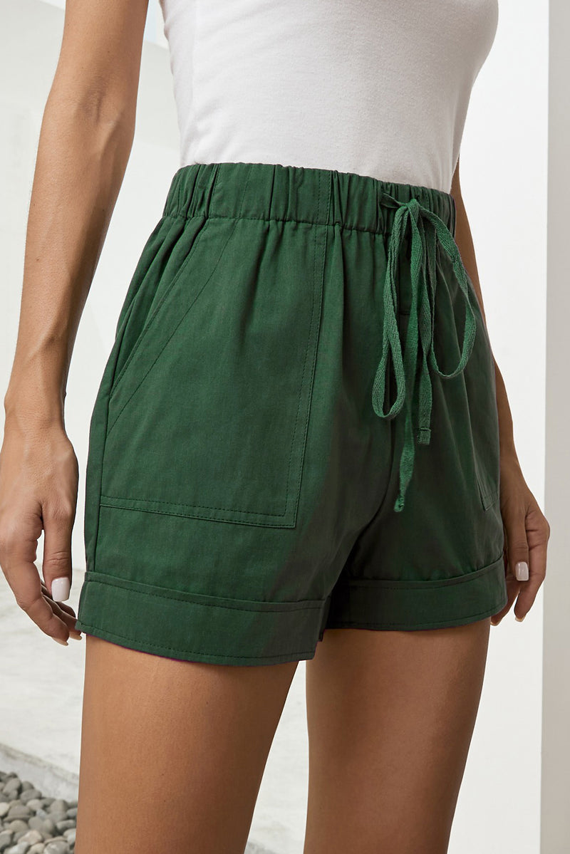 Drawstring Elastic Waist Pocket Shorts