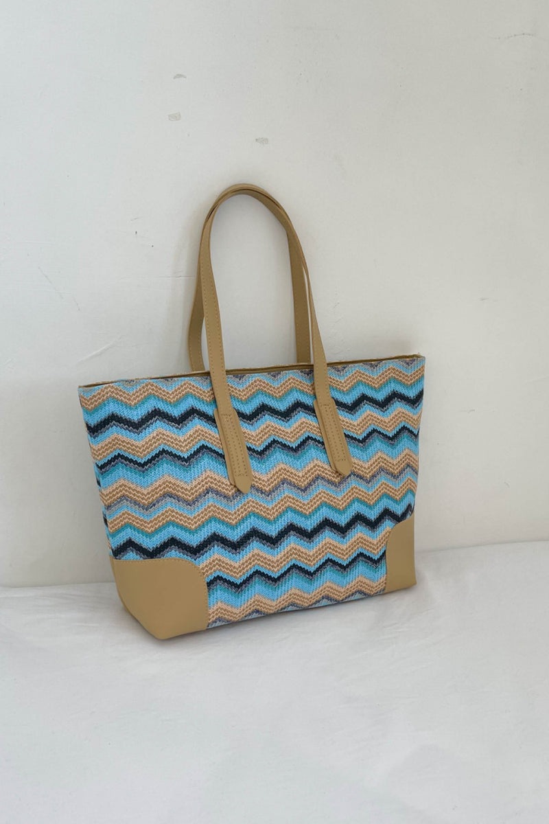 Chevron Straw Tote Bag