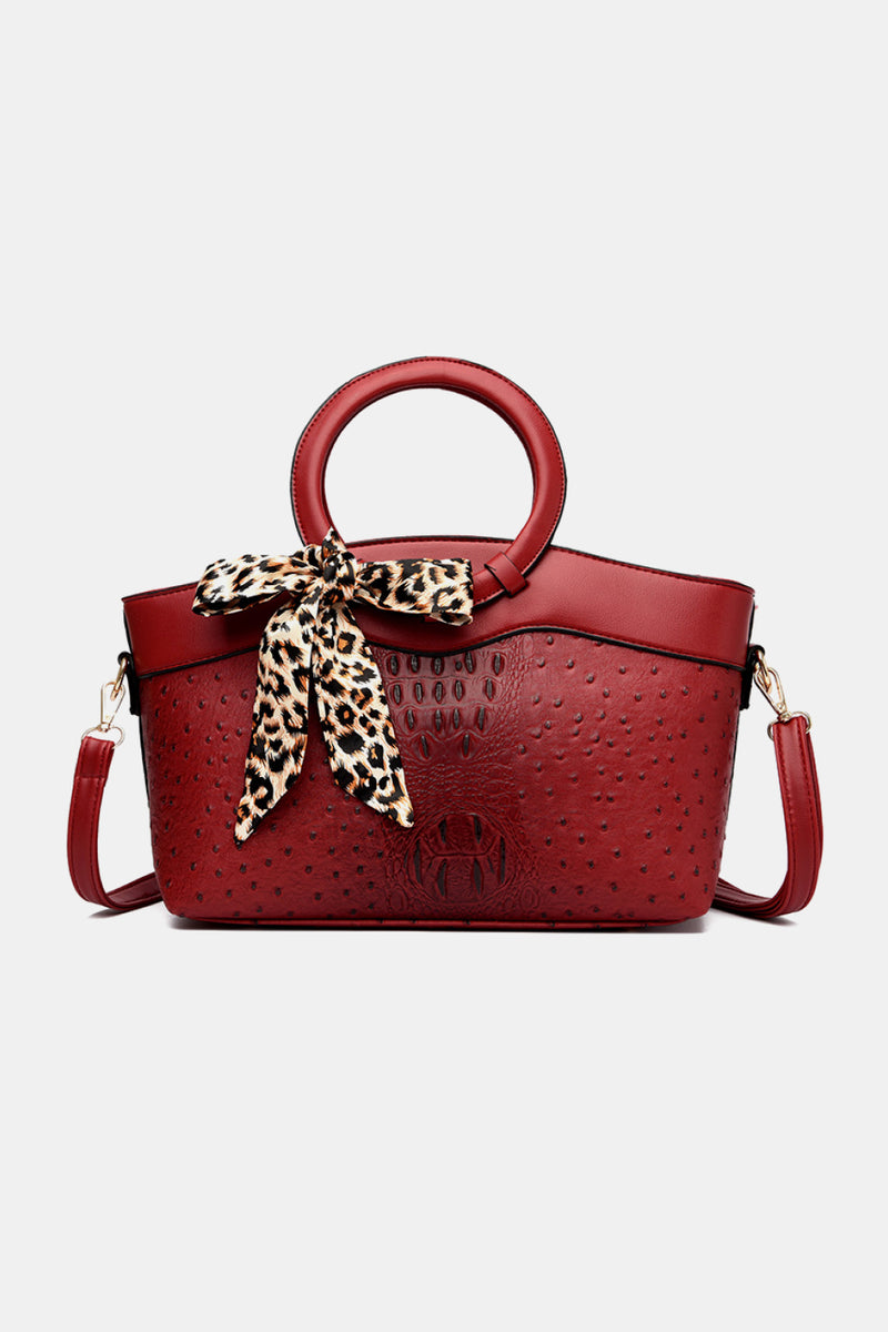 PU Leather Leopard Tie Shoulder Bag