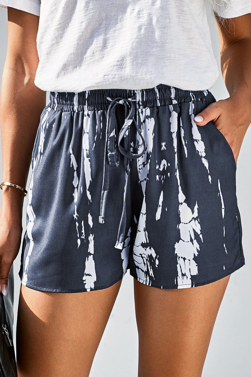 Shorts con cintura con cordón y bolsillos Tie-Dye