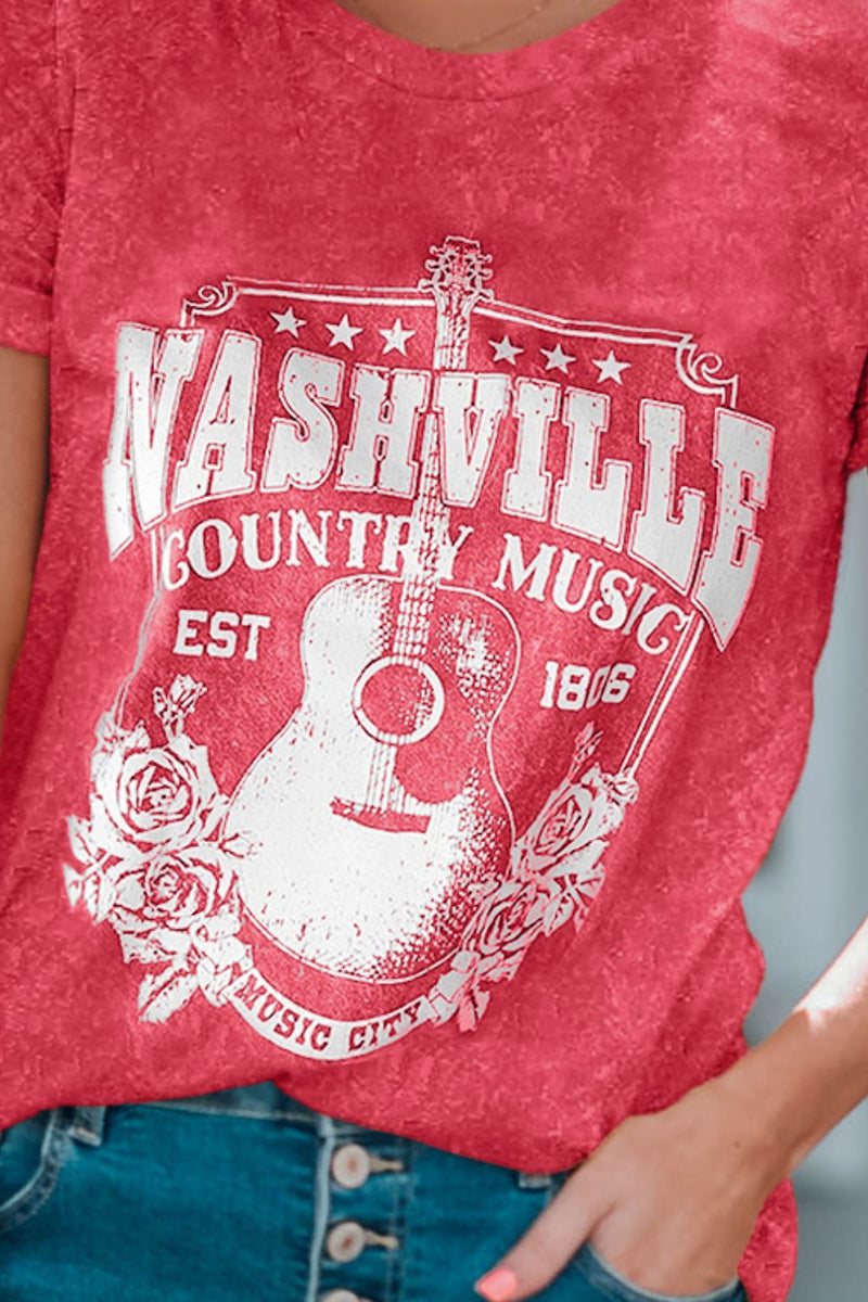 NASHVILLE COUNTRY MUSIC Camiseta estampada con cuello redondo