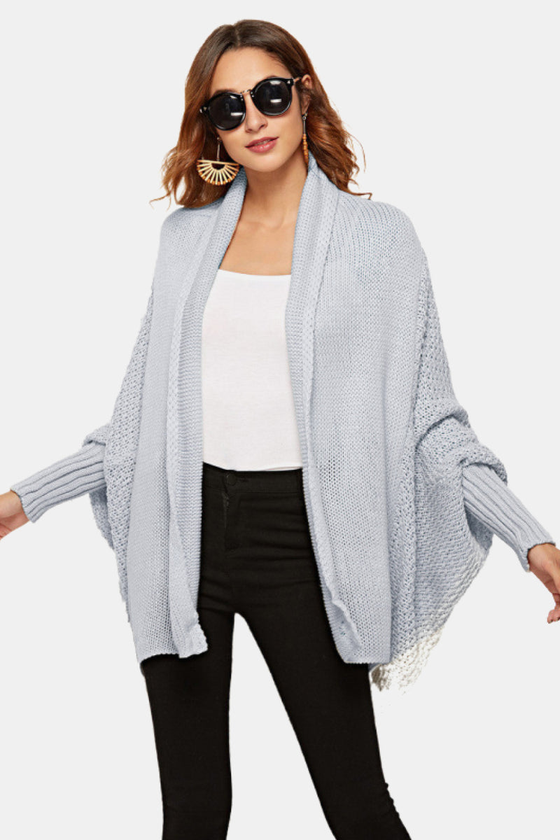 Cardigan long ouvert à manches dolman sur le devant