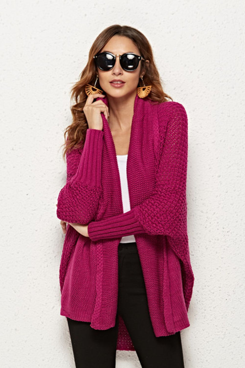 Open Front Dolman Sleeve Longline Cardigan