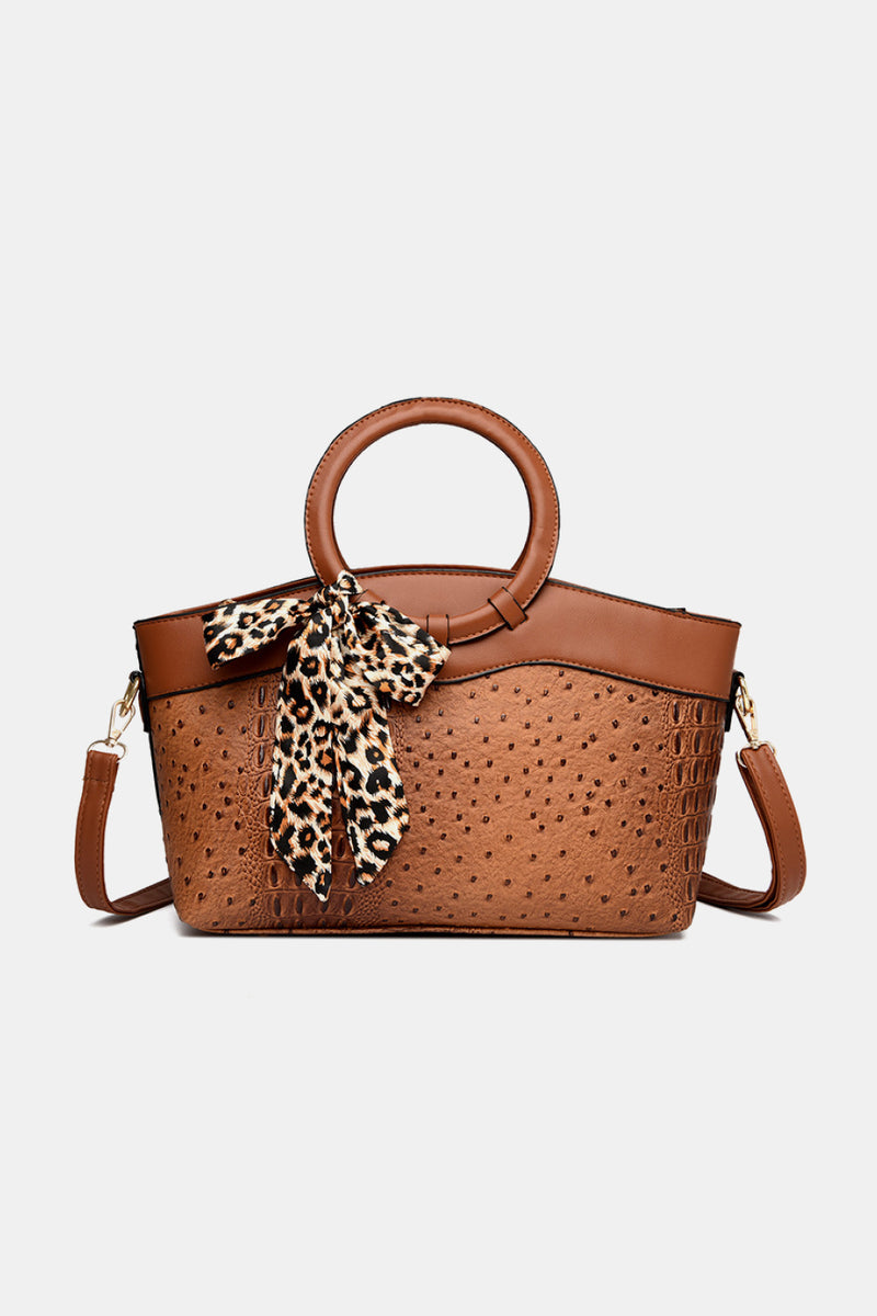 Bolso de hombro con lazo de leopardo de cuero PU