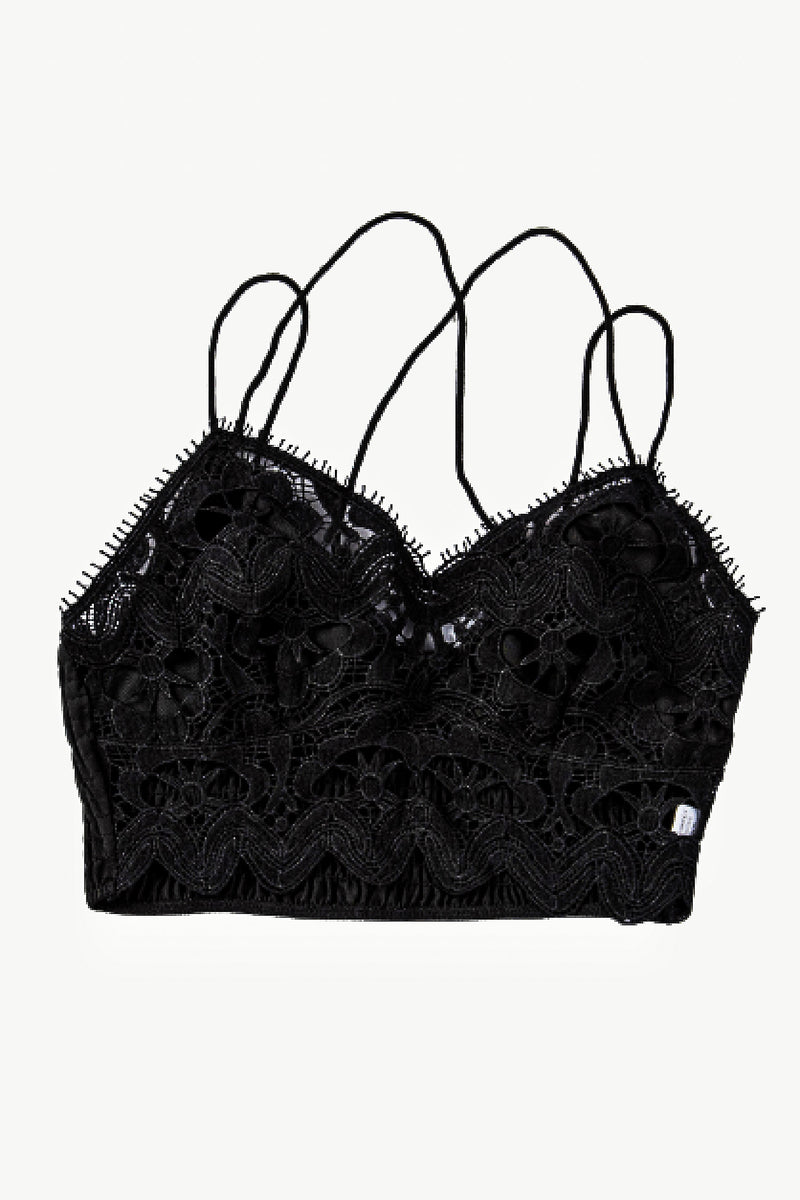 Bralette en dentelle smockée à bordure cils