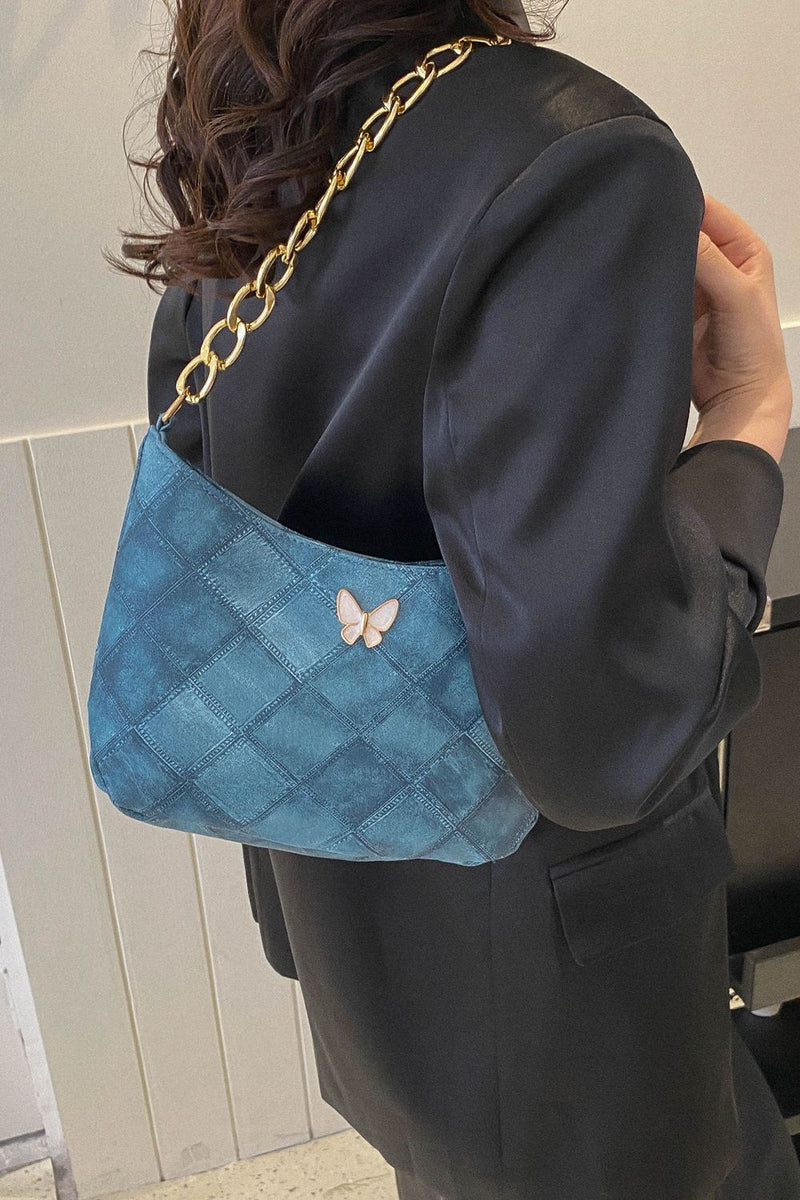 Sac à bandoulière en cuir PU à décor de papillons