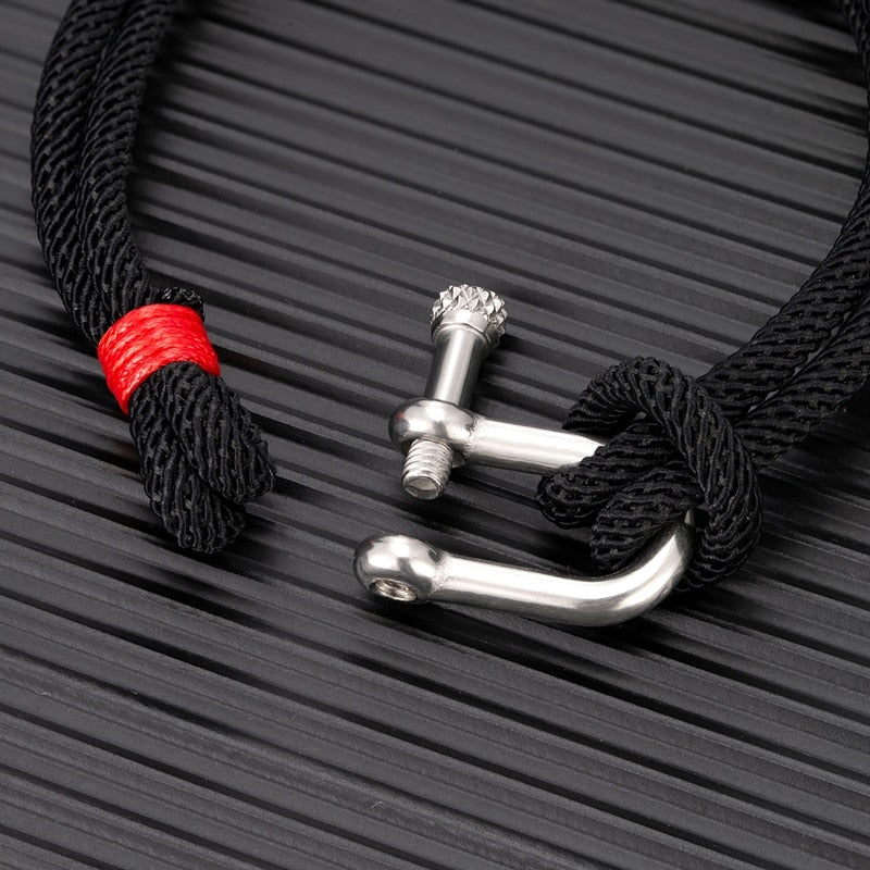 Bracelet noir à boucle en forme de U MK pour hommes 