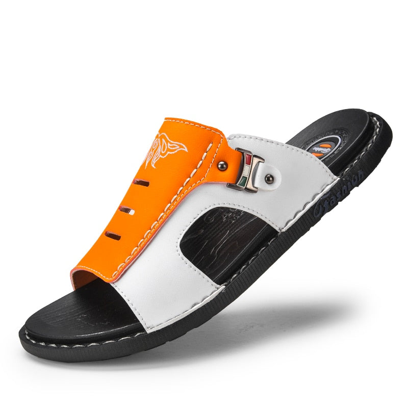 SSX Sandalias de dos tonos de piel auténtica para hombre