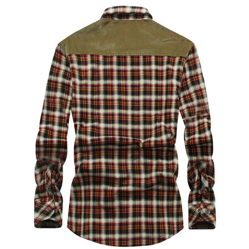 Chaqueta de camisa de algodón a cuadros de lana cálida de invierno para hombre