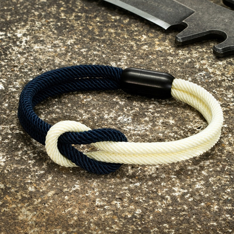 Pulsera anudada de doble capa para hombre MK