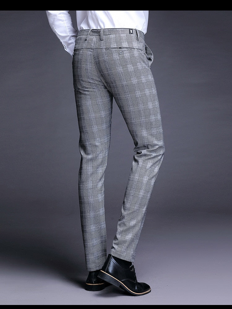 ICPAN Men's Fit Plaid Formal Suit Pants