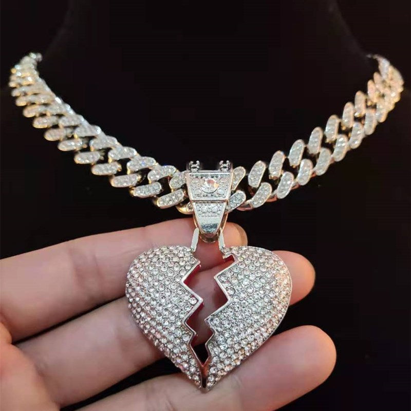 Unisex Heartbroken Hip Hop Iced Out Necklace