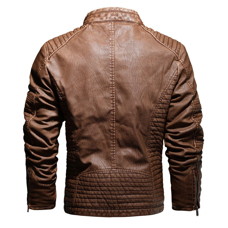 Chaqueta de cuero PU para motocicleta de invierno para hombre