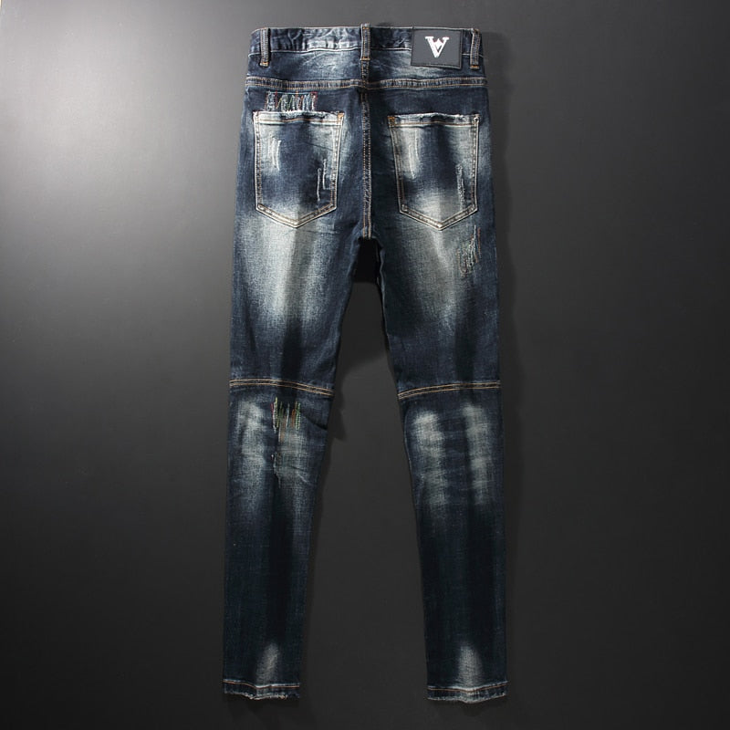 Men's Streetwear Denim Punk Retro Distressed Jeans