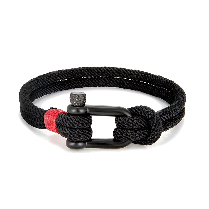 Bracelet noir à boucle en forme de U MK pour hommes 