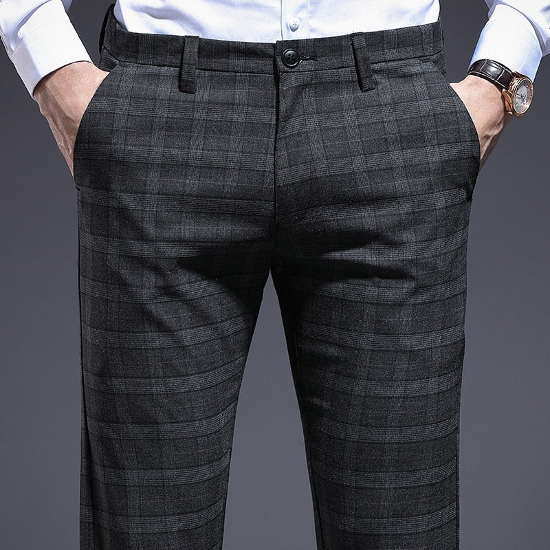 ICPAN Men's Fit Plaid Formal Suit Pants