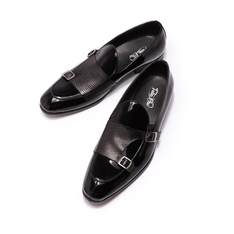 FC Men's Patent Leather Buckle Detail Wedding Loafers