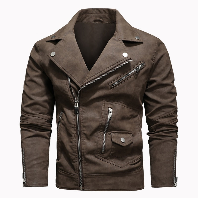 MANTORS Chaqueta bomber de piel sintética para hombre