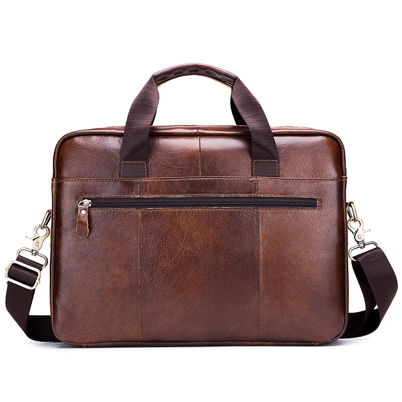 BULLCAPTAIN Men's Fashion Retro Cowhide Leather Briefcase Bag