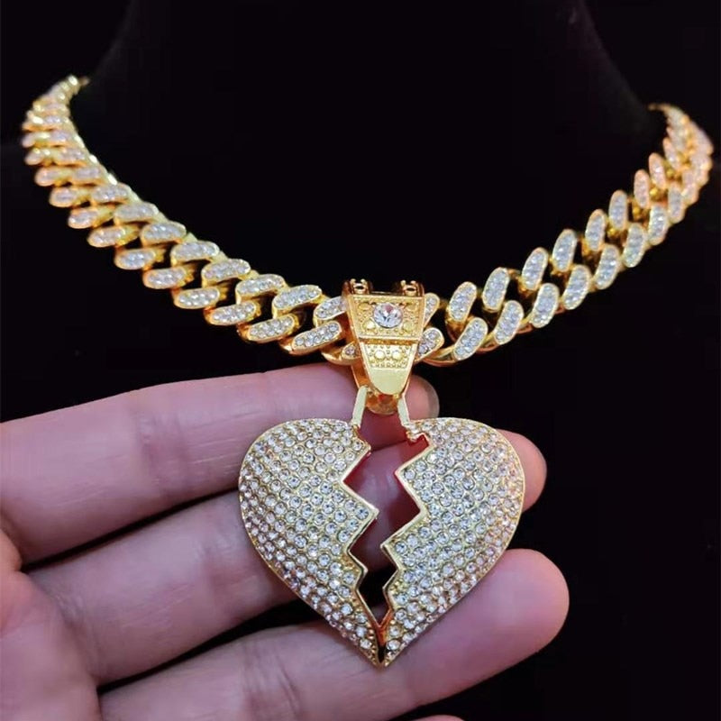 Unisex Heartbroken Hip Hop Iced Out Necklace