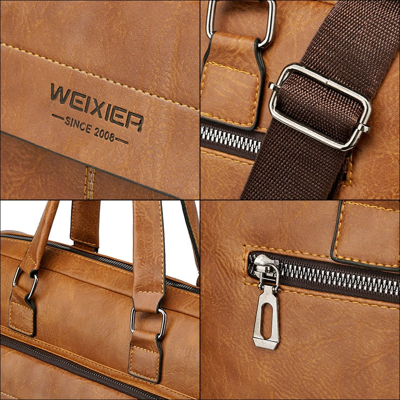 WEIXIER Men's PU Leather Briefcase Business Bag