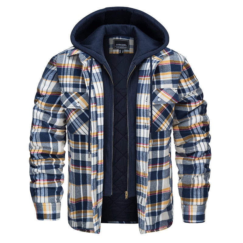 VAC Men's Thick Flannel Plaid Casual Jacket