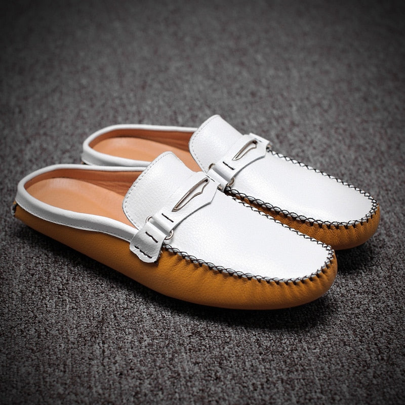 Men's Faux Leather Italian Style Backless Loafers