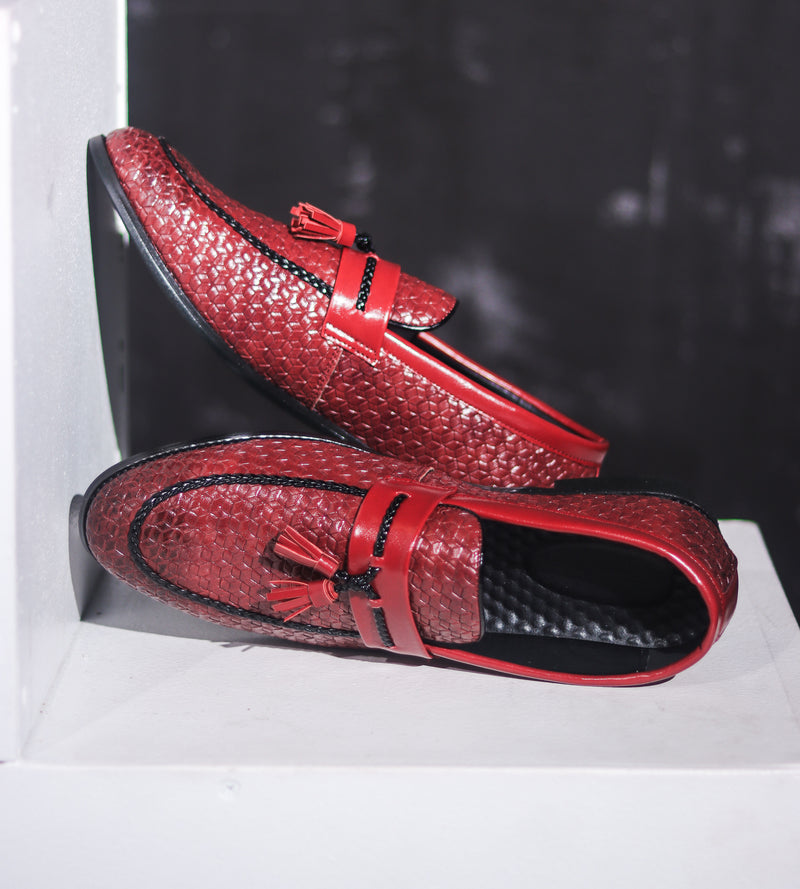 Men's Tassel Plaid Faux Leather Loafers