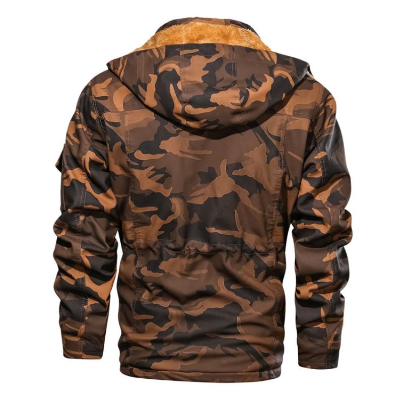 Veste camouflage en polaire imitation cuir pour homme 