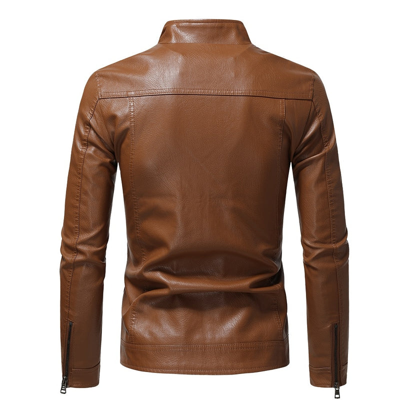 Chaqueta de piel sintética con cuello alzado entallada Fashionista para hombre