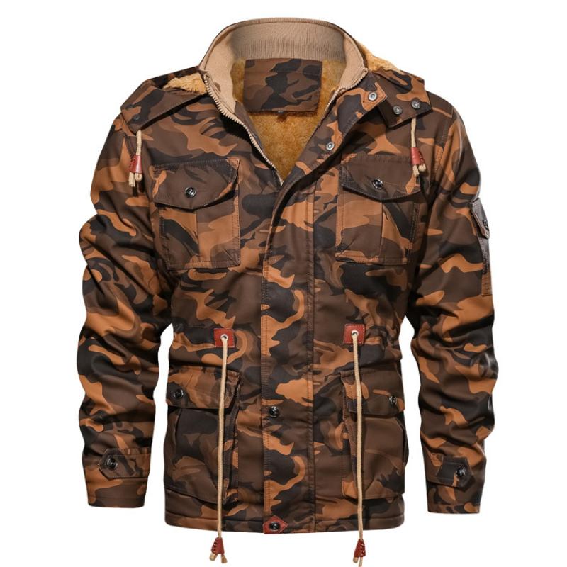 Chaqueta de camuflaje de forro polar de piel sintética para hombre